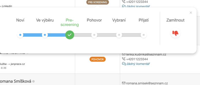 ATS workflow pro posouvání kandidátů