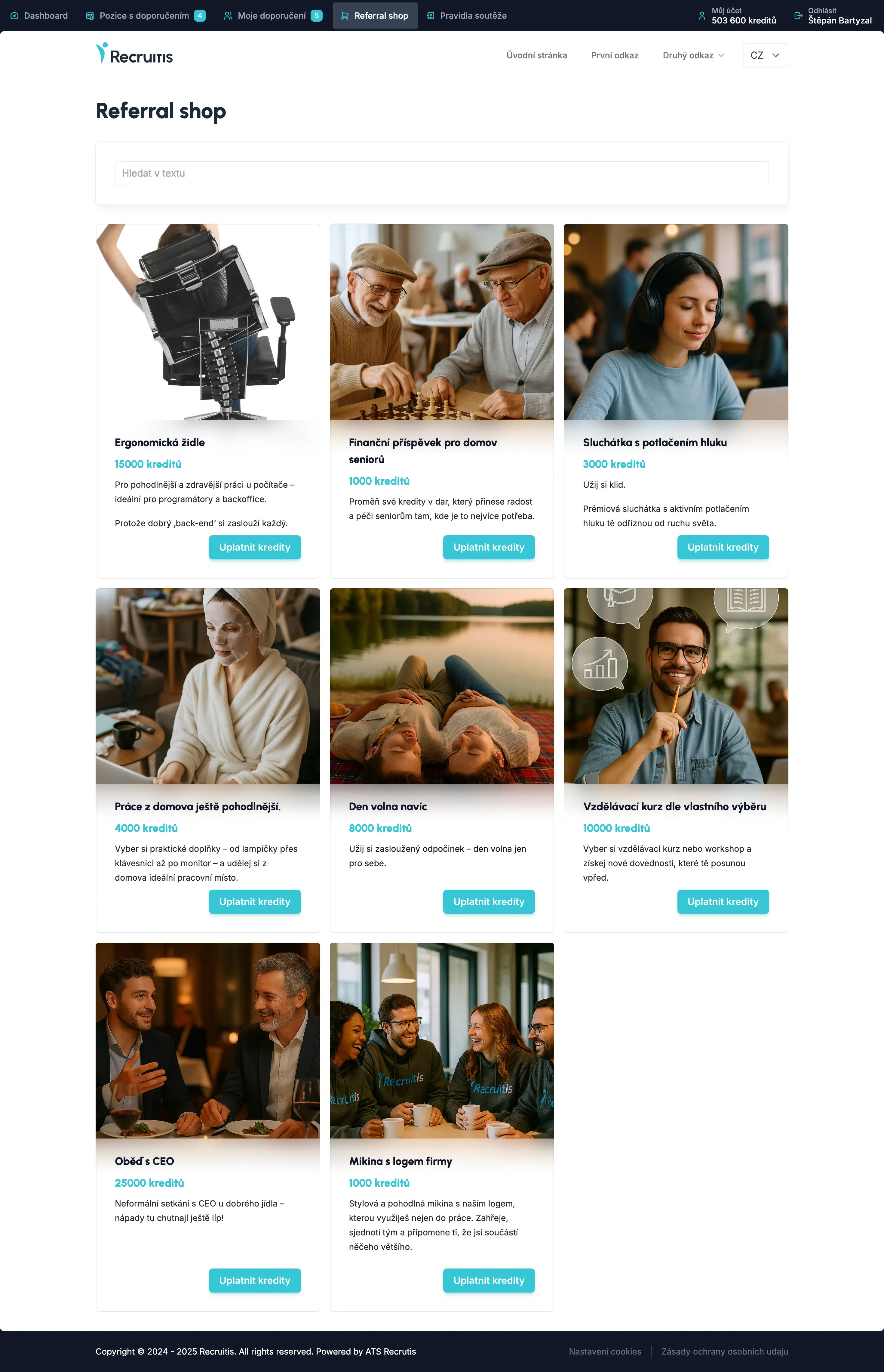 Referral shop s culture-fit odměnami pro zaměstnance